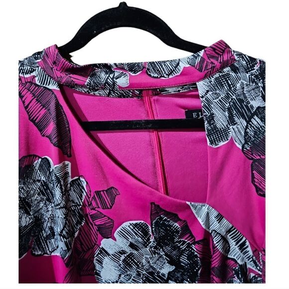 ELOQUII Pink Floral Ruched Long Sleeve Bodycon Dress - Size 24 - Picture 3 of 6